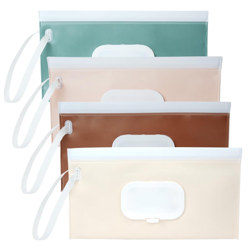 Seposeve 4 Pack Wipes Dispenser  Seposeve Portable Baby Wipe Case  Refillable Baby Wipes Container  Wipe Holder  Keeps Wipes Fresh  Reusable Wet Wipe Pouch for Outdoor Outing  Camping  Hiking. PureColor - Image 1